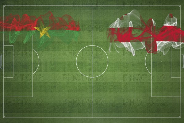 Burkina Faso vs Georgia Soccer Match, national colors, national flags, soccer field, football game, Competition concept, Copy space