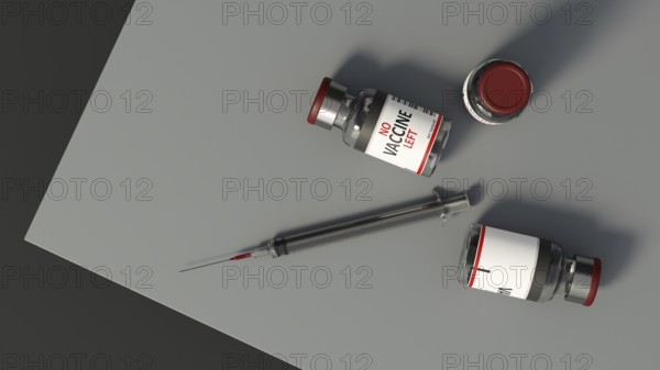 No corona vaccine left in hospital. 3D illustration