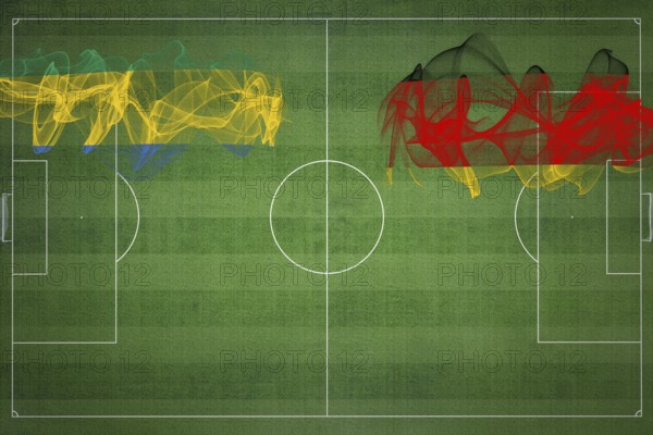 Gabon vs Germany Soccer Match, national colors, national flags, soccer field, football game, Competition concept, Copy space