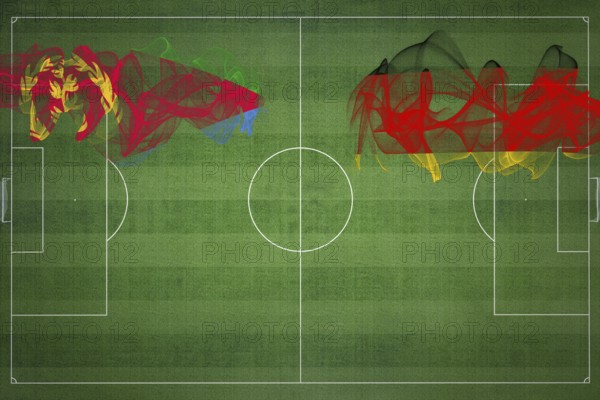 Eritrea vs Germany Soccer Match, national colors, national flags, soccer field, football game, Competition concept, Copy space