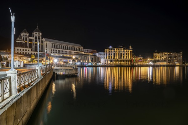 Caudan Waterfront in the evening, Port Louis, Indian Ocean, Island, Mauritius, Africa