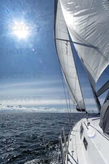 Sailing on a sailing yacht on the ocean
