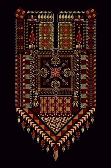 Embroidery vector Tatreez template, Palestinian fashion neck ornament