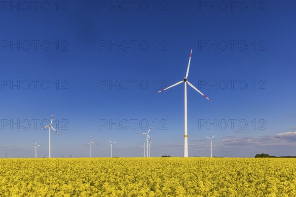 Wind farm near Temmenhausen in the Swabian Alb. Dornstadt Baden-Württemberg, Germany
