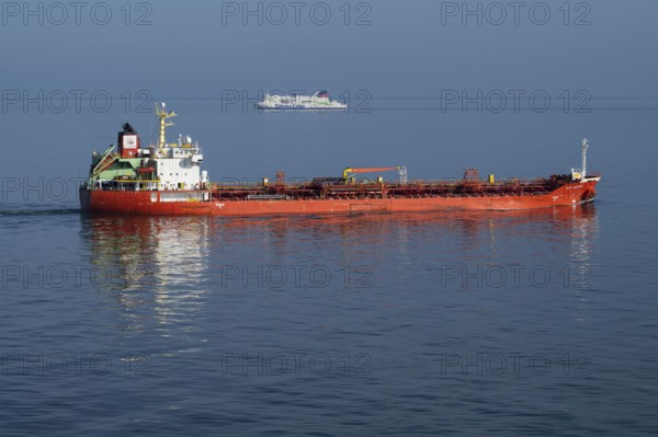 Chemical and oil tanker, 147m length, 24m height, flag Panama, Baltic Sea