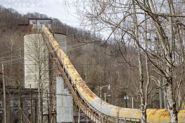 Lynch, Kentucky - Coal mining equipment remains in a former U.S. Steel company town in Harlan County. Automation and the subsequent closure of most mines have reduced the area's population and increased its poverty