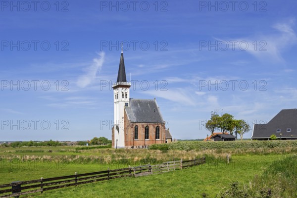 15th century Reformed Church in the village Den Hoorn on the island Texel in the Wadden Sea, West Frisian Islands, North Holland, the Netherlands