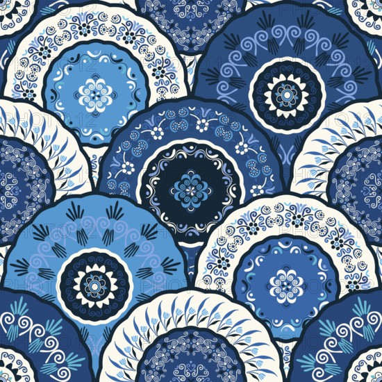 Vector floral decorative art design, seamless pattern for fabric print