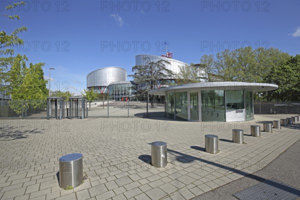 European Court of Human Rights, ECHR, EU, court, modern, building, bollard, Strasbourg, Bas-Rhin, Alsace, France