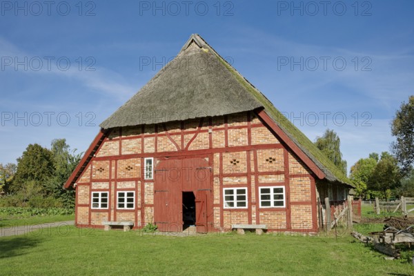 Historic Selmsdorf farmhouse, Klockenhagen open-air museum, historic Mecklenburg village, Mecklenburg farmhouses, Klockenhagen, Mecklenburg-Western Pomerania, Germany