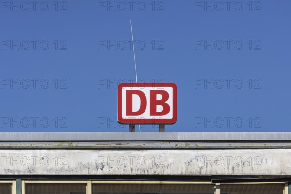 Deutsche Bahn AG logo at Pforzheim central station, Baden-Württemberg, Germany
