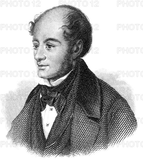 Portrait of Baron Ernst von Feuchtersleben or Ernst Maria Johann Karl Freiherr von Feuchtersleben, 1806 - 1849, Austrian physician, poet and philosopher, Portrait von Ernst Maria Johann Karl Freiherr von Feuchtersleben, 1806 - 1849, ein österreichischer Popularphilosoph, Arzt, Lyriker und Essayist