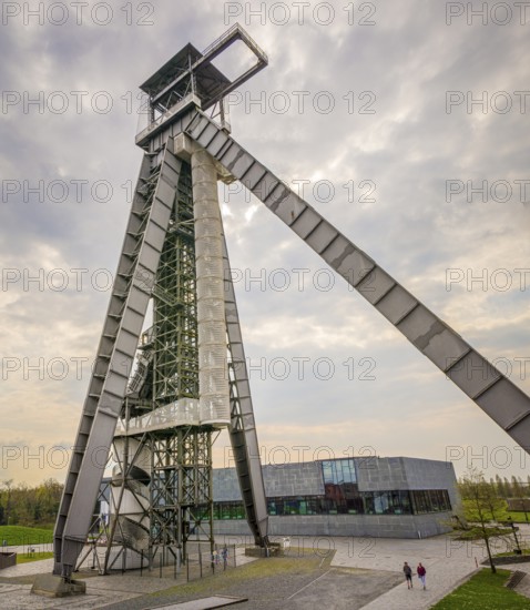Genk, Belgium, April 2022: View on one of the coal mine shafts of C-mine in Genk, Belgium