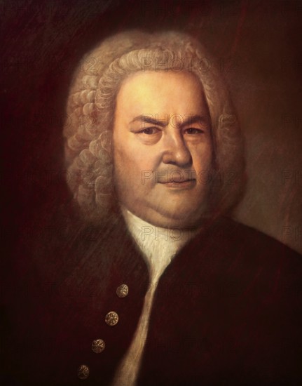 Johann Sebastian Bach, 1685, 1750, German composer, digital edited according to a painting by Elias Gottlob Haussmann