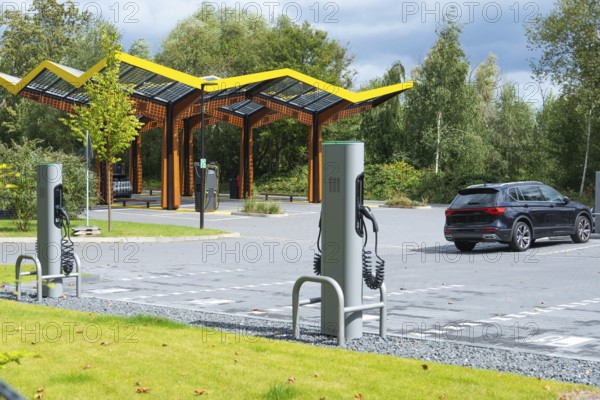 Fast charging station with 300KW charging points in the Ruhr area near Bochum, Germany