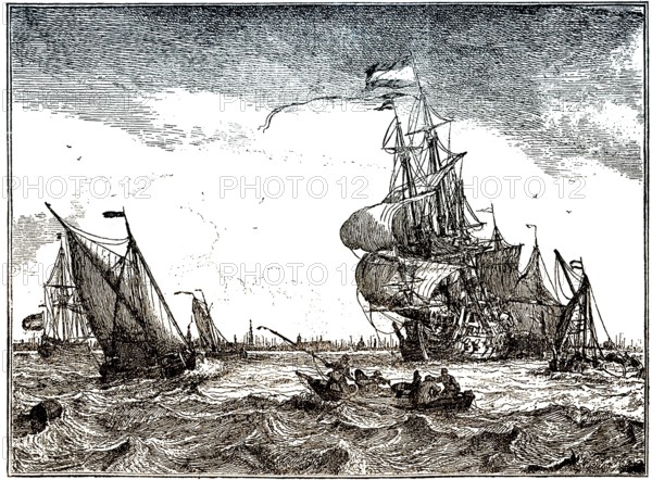 Dutch Piracy ship, 17th century, Europe, Holländisches Kaperschiff im 17. Jahrhundert