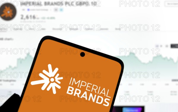 imperial brands logo is displayed on smartphone. Imperial Brands plc is a British multinational tobacco company
