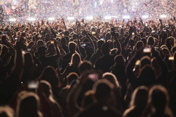 Crowd of people in front of the stage during the concert.