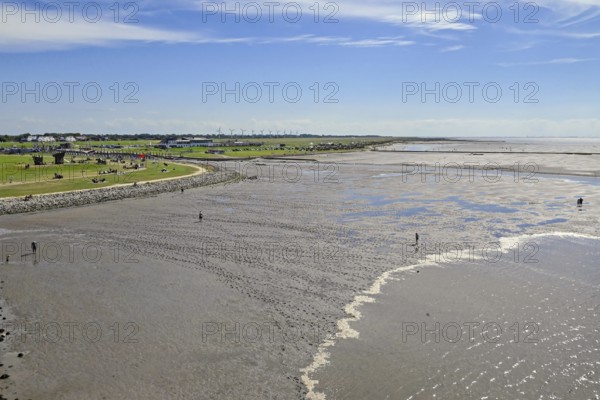 Wadden Sea seen from the lighthouse Obereversand, Dorum-Neufeld, Wurster North Sea coast, Lower Saxony, Germany
