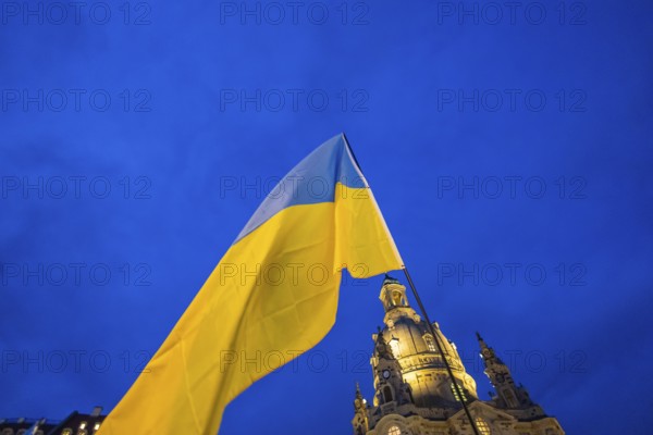 24 February marked the third anniversary of Russia's invasion of Ukraine. To mark the occasion, Ukrainian war refugees living in Dresden and their supporters demonstrated on the Neumarkt in front of the Church of Our Lady and then marched through the city centre, Dresden, Saxony, Germany
