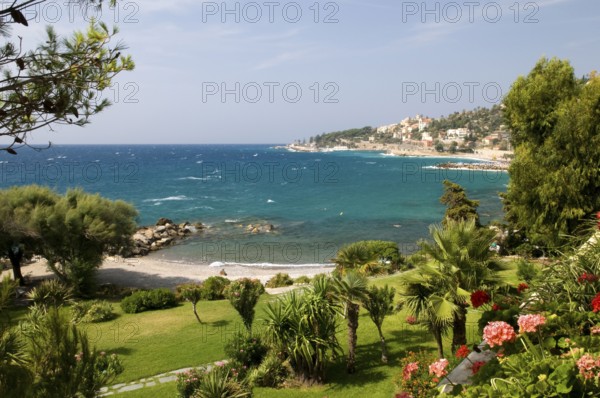 Bay, Bordighera, Italian Riviera, Ligurian Sea, Liguria, Italy