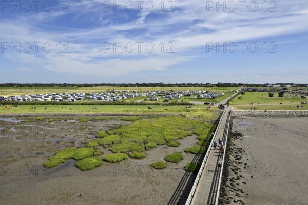 Wadden Sea seen from the lighthouse Obereversand, Dorum-Neufeld, Wurster North Sea coast, Lower Saxony, Germany