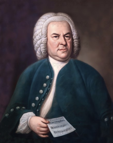 Johann Sebastian Bach, 1685, 1750, German composer, digital edited according to a painting by Elias Gottlob Haussmann