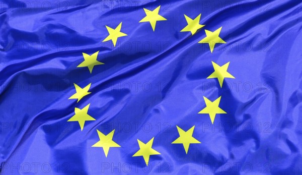 Close-up of the euro flag, banner of the European Union
