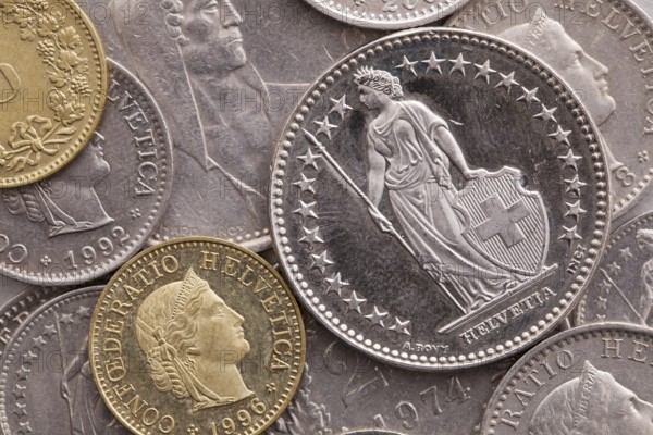 Different coins of Swiss Franc