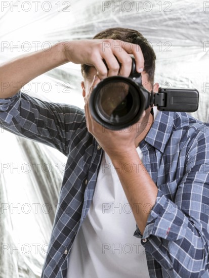 Man taking with professional camera
