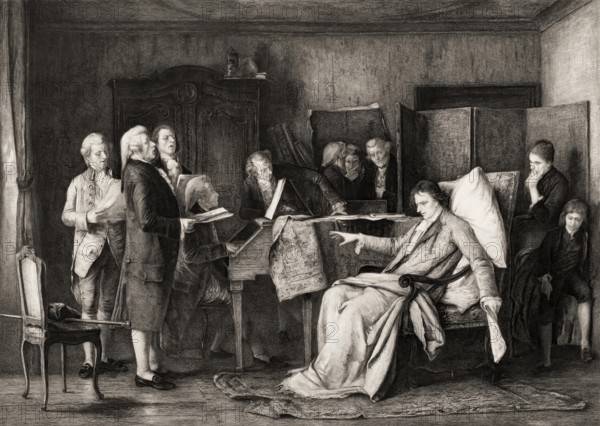Death of Wolfgang Amadeus Mozart, 1756 – 1791, composer of classical music, First Viennese School, digitally edited
