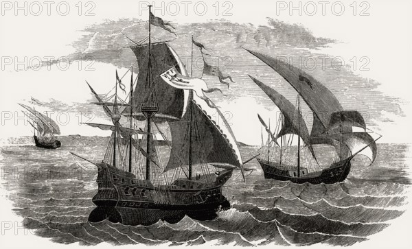 The fleet of Christopher Columbus, 1492, digitally optimized