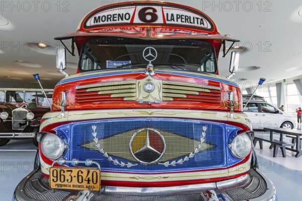 Mercedeas-Benz LO 1112 bus from 1969. The Mercedes-Benz Museum in Stuttgart presents a journey through the automotive history of the global corporation. The history of the Mercedes star begins with the first automobile in 1886. Stuttgart, Baden-Württemberg, Germany