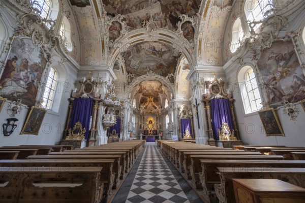 Interior of the parish church and basilica Mariae Empfängnis, Wilten Insbruck, Austria
