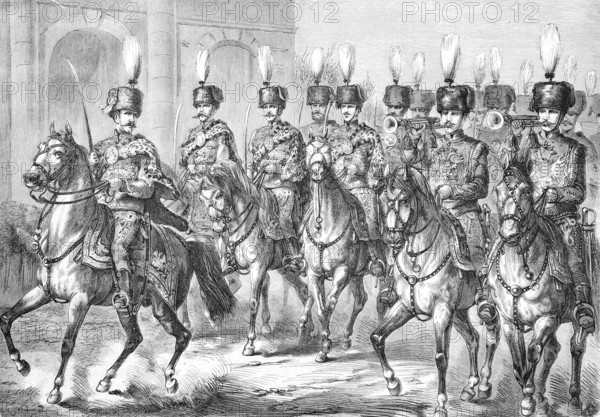 The Royal Hungarian Life Guards in 1869, Hungary, Historical, Reproduction from a model with a scene from the 19th century