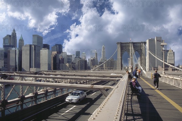 View of Manhattan from the Brooklyn Bridge, New York City, USA