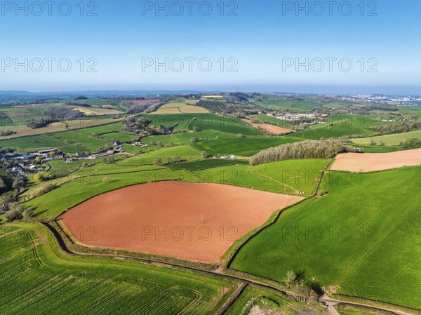 Farms and Fields over Paignton from a drone, Devon, England, United Kingdom