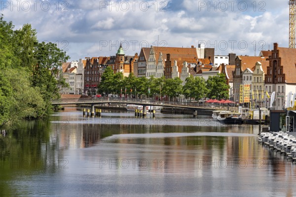 Old town and Trave in the Hanseatic city of Lübeck, Schleswig-Holstein, Germany