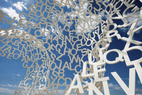 Sculpture made of letters, Le Nomade, artist Jaume Plensa, Antibes, Provence Alpes Côte d'Azur, South of France, France