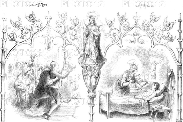 Pilgrimage to Kevelaer, Adoration of the Virgin Mary, 1869, District of Kleve, North Rhine-Westphalia, Germany, Historical, digitally enhanced reproduction of a 19th century original
