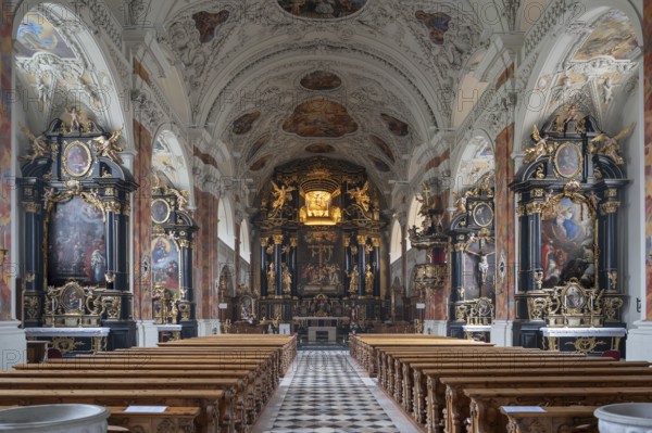 Interior with high altar and Lenten cloth, Wilten Abbey, Klostergasse 7, Wilten, Innsbruck, Austria