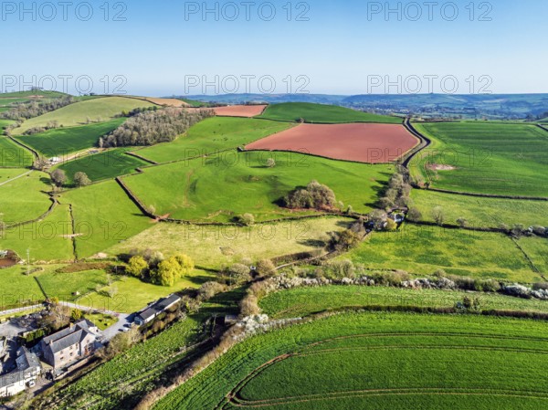 Farms and Fields over Paignton from a drone, Devon, England, United Kingdom