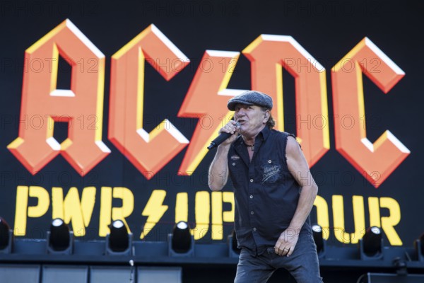 Brian Johnson, lead singer of AC/DC live on Power Up Tour 2025 at the Olympiastadion Berlin on 30 June 2025