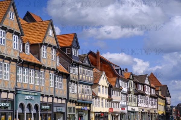 Half-timbered houses, Lange Herzogstraße, at the town market, Wolfenbüttel, Lower Saxony, Germany