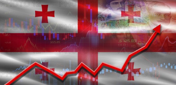 Georgia financial growth on market graph. Georgia economic growth on financial graph