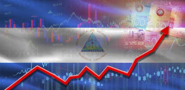 Nicaragua financial growth on market graph. Nicaragua economic growth on financial graph