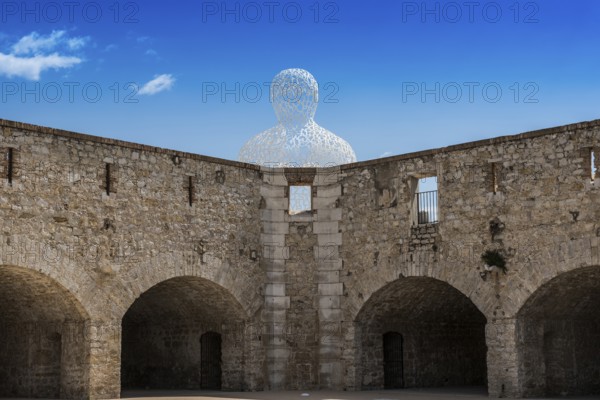 Sculpture made of letters, Le Nomade, artist Jaume Plensa, Antibes, Provence Alpes Côte d'Azur, South of France, France