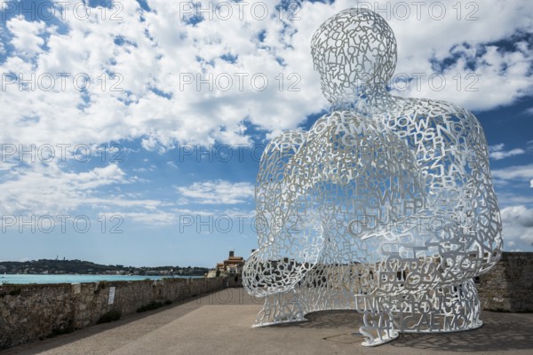 Sculpture made of letters, Le Nomade, artist Jaume Plensa, Antibes, Provence Alpes Côte d'Azur, South of France, France