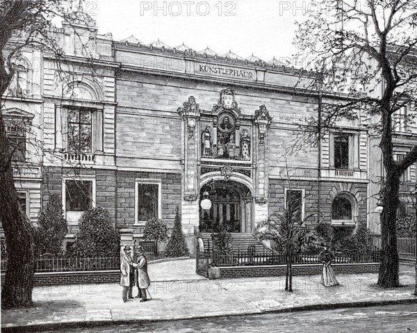 The front view of the Künstlerhaus in Berlin, around 1895, Germany, Historical, digitally enhanced reproduction of a 19th century original