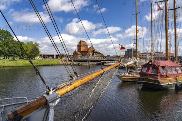Traditional sailing ships in the museum harbour of the Hanseatic city of Lübeck, Schleswig-Holstein, Germany